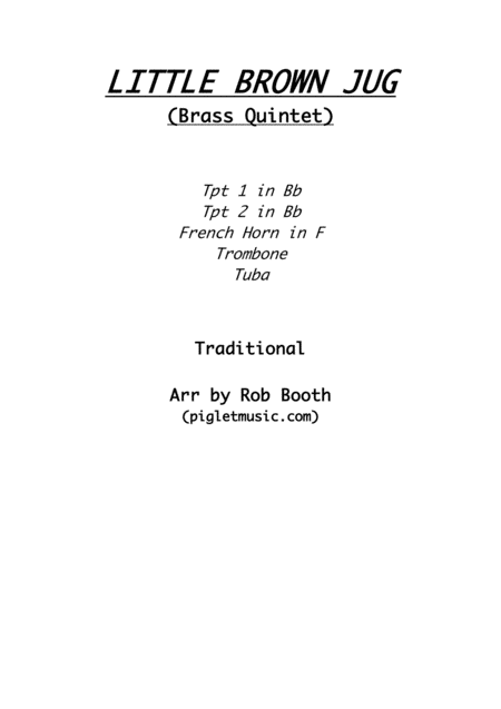 Free Sheet Music Little Brown Jug Brass Quintet