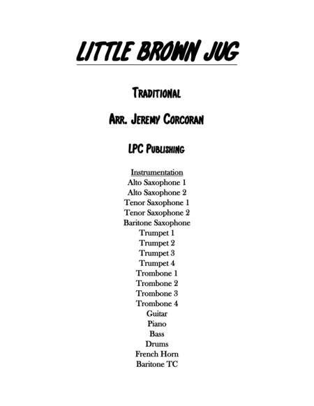 Little Brown Jug For Jazz Band Sheet Music