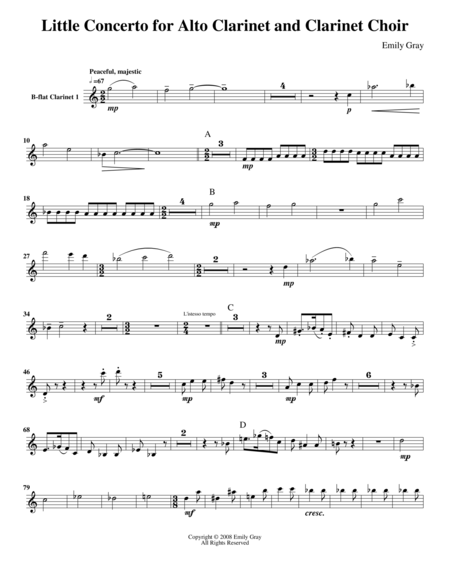 Free Sheet Music Little Concerto For Alto Clarinet And Clarinet Choir Set Of Parts