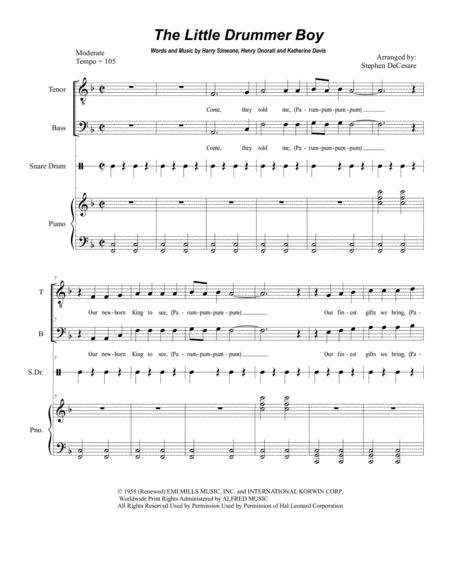 Little Drummer Boy For 2 Part Choir Tb Sheet Music