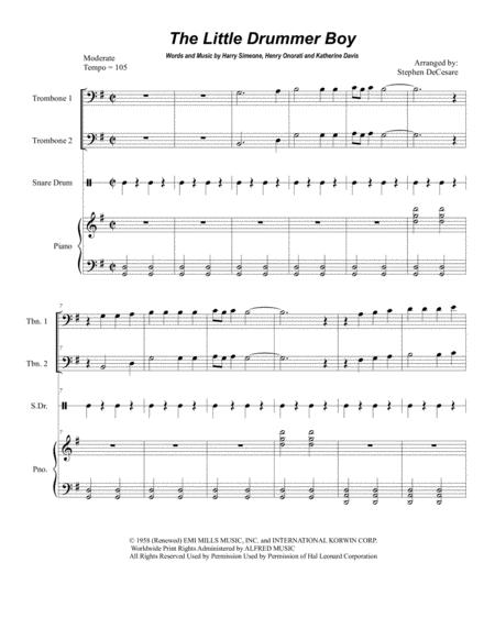 Little Drummer Boy Trombone Duet Sheet Music