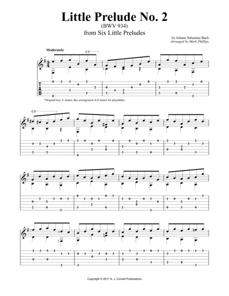 Little Prelude No 2 Bwv 934 Sheet Music