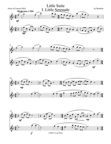 Free Sheet Music Little Suite Duet For Any Combination Of Woodwind Instruments