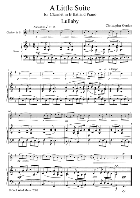 Free Sheet Music Little Suite For Clarinet In B Flat And Piano
