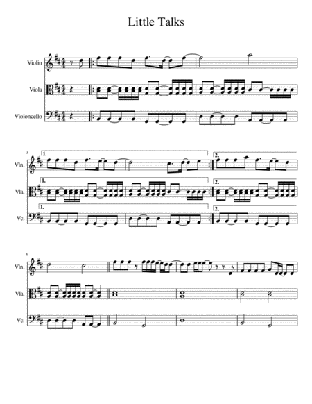 Free Sheet Music Little Talks String Trio With Viola