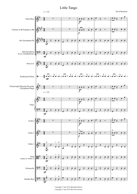 Free Sheet Music Little Tango For Flexible School Ensemble Orchestra