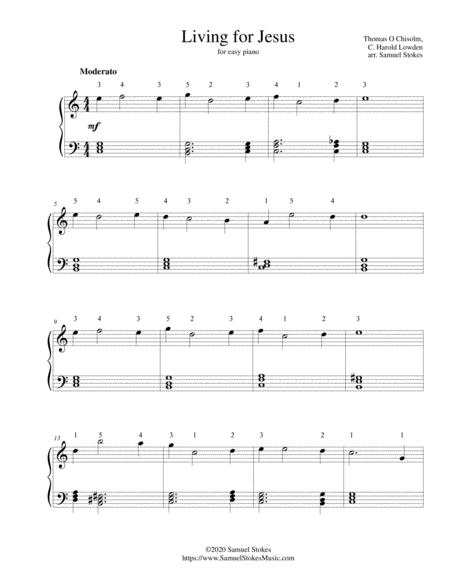 Free Sheet Music Living For Jesus For Easy Piano