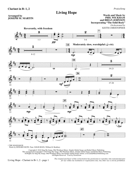 Living Hope Arr Joseph M Martin Bb Clarinet 1 2 Sheet Music