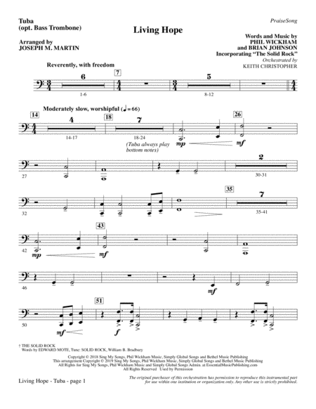 Living Hope Arr Joseph M Martin Tuba Bass Tbn Sheet Music