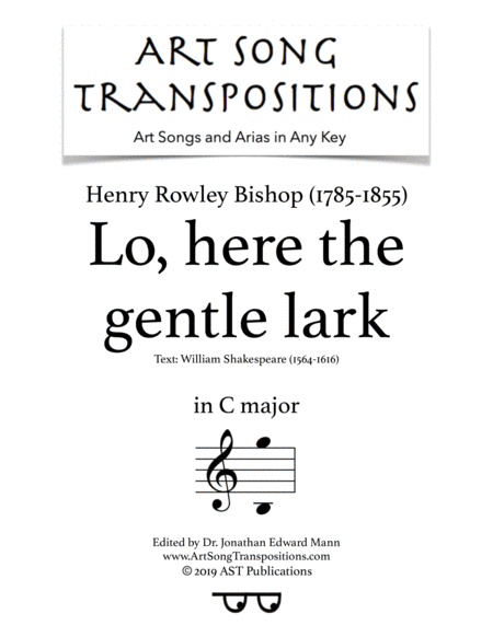 Lo Here The Gentle Lark C Major Sheet Music