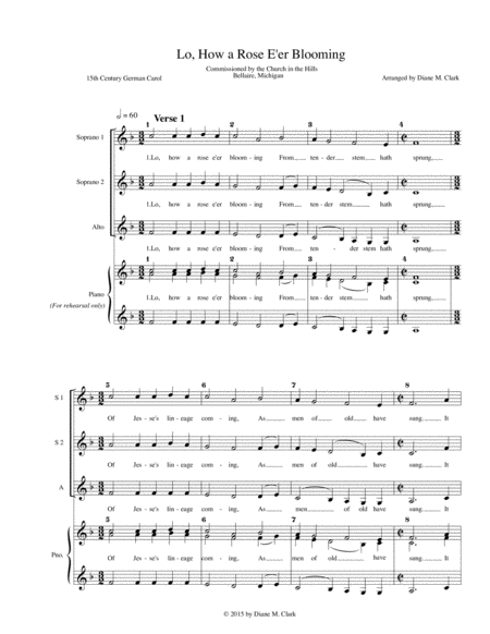 Free Sheet Music Lo How A Rose