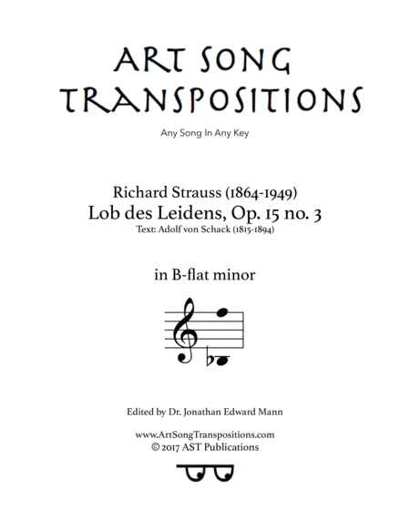 Free Sheet Music Lob Des Leidens Op 15 No 3 B Flat Minor