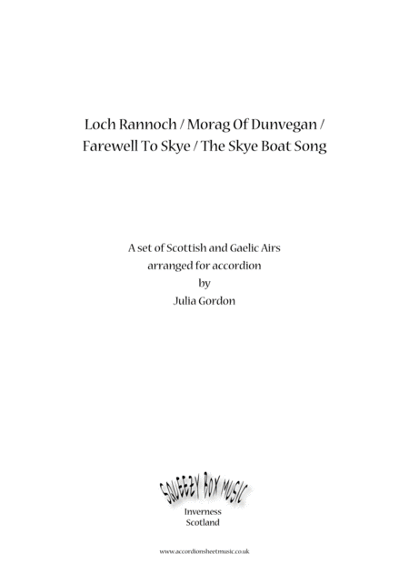 Loch Rannoch Morag Of Dunvegan Farewell To Skye The Skye Boat Song Sheet Music