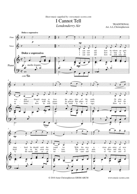 Londonderry Air Voice Flute And Piano C Major Sheet Music