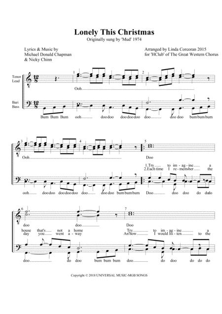 Free Sheet Music Lonely This Christmas