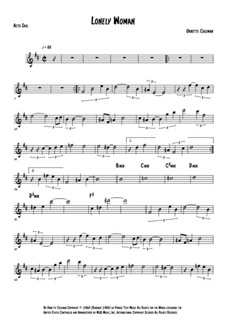 Lonely Woman Alto Sax Sheet Music