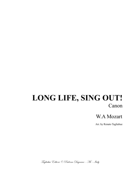 Long Life Sing Out Mozart Canon Arr For Brass Quartet Sheet Music