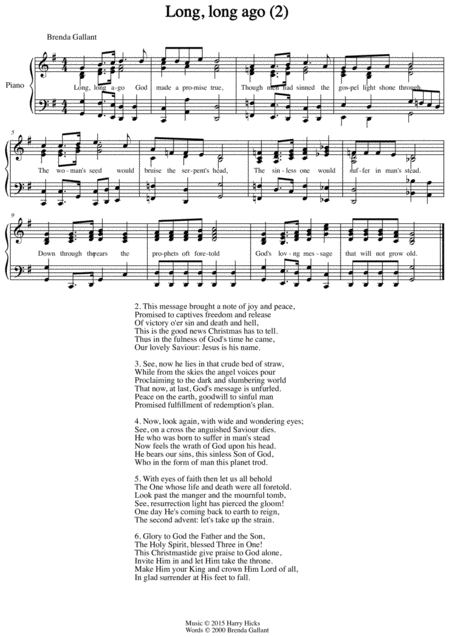 Long Long Ago Another Tune To This Original Hymn Sheet Music