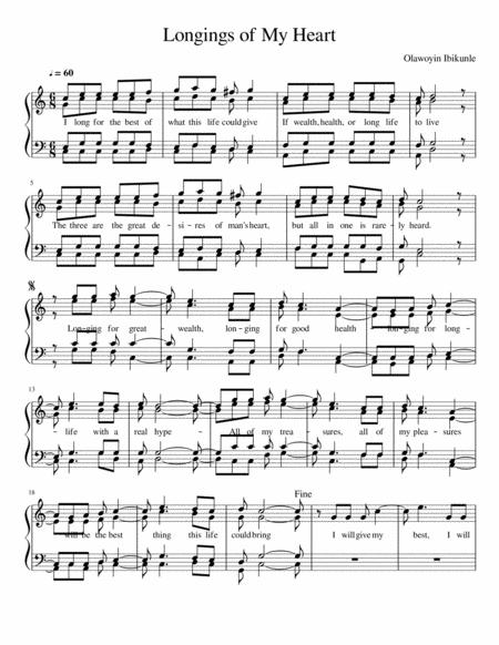 Free Sheet Music Longings Of My Heart