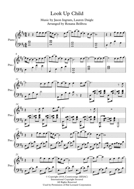 Look Up Child By Lauren Daigle Piano Sheet Music
