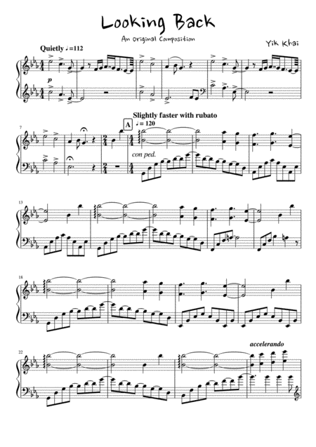 Looking Back Sheet Music