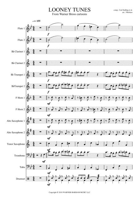 Free Sheet Music Looney Tunes Warner Bross