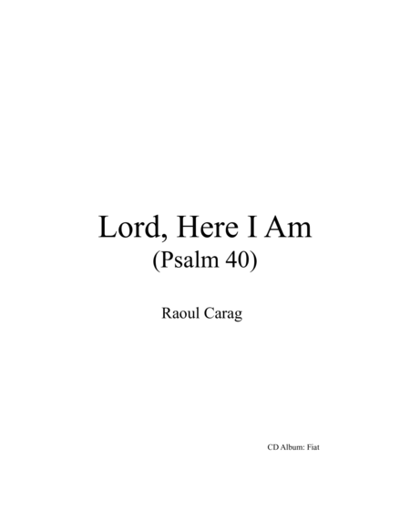 Free Sheet Music Lord Here I Am Psalm 40