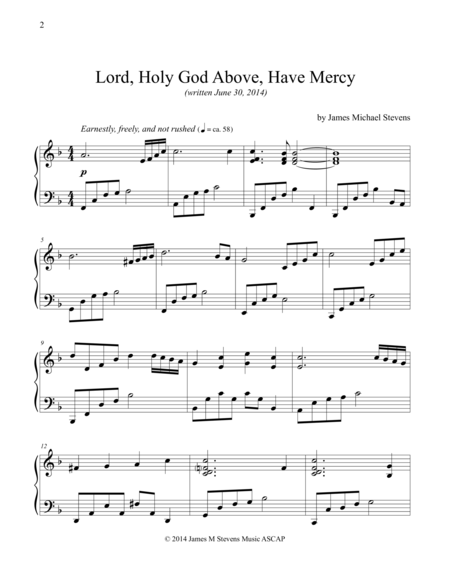 Free Sheet Music Lord Holy God Above Have Mercy