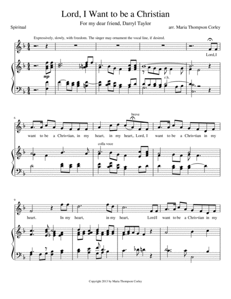 Lord I Want To Be A Christian High Key Sheet Music