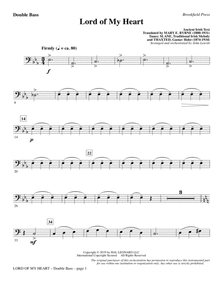 Lord Of My Heart Double Bass Sheet Music