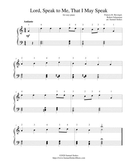 Lord Speak To Me That I May Speak For Easy Piano Sheet Music