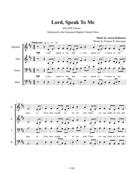 Free Sheet Music Lord Speak To Me