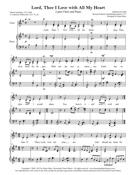 Free Sheet Music Lord Thee I Love With All My Heart Sa Choir And Piano