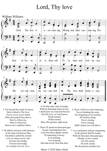 Free Sheet Music Lord Thy Love A New Tune To This Wonderful William Williams Hymn
