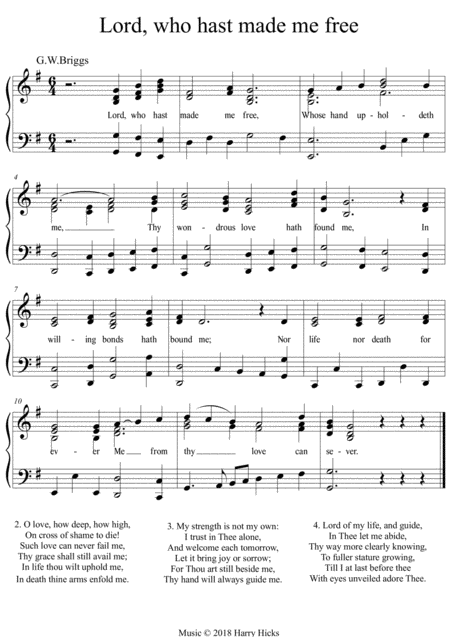 Lord Whop Hast Made Me Free A New Tune To This Wonderful Old Hymn Sheet Music