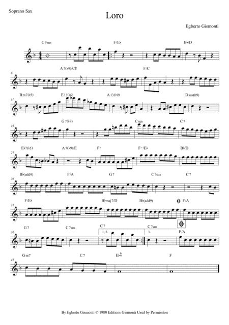 Free Sheet Music Loro Soprano Sax