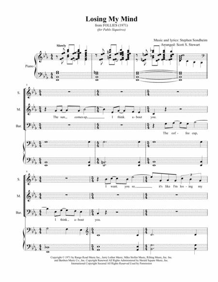 Free Sheet Music Losing My Mind Trio