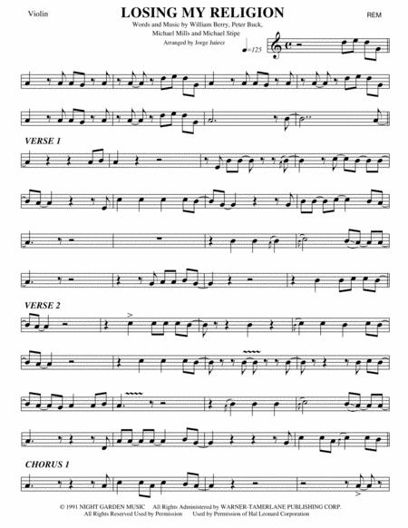 Losing My Religion Violin Sheet Music