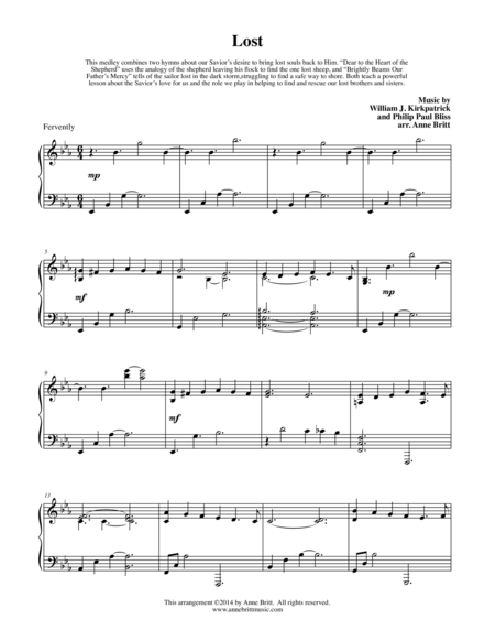 Lost A Medley Of Dear To The Heart Of The Shepherd And Brightly Beams Our Fathers Mercy Sheet Music