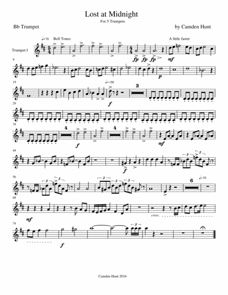 Free Sheet Music Lost At Midnight