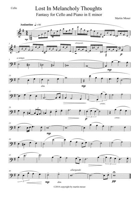 Free Sheet Music Lost In Melancholy Thoughts