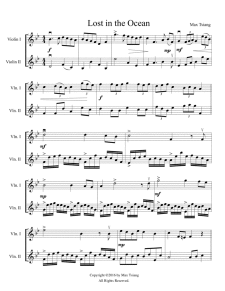 Free Sheet Music Lost In The Ocean