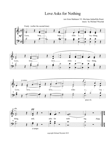 Love Asks For Nothing Sheet Music