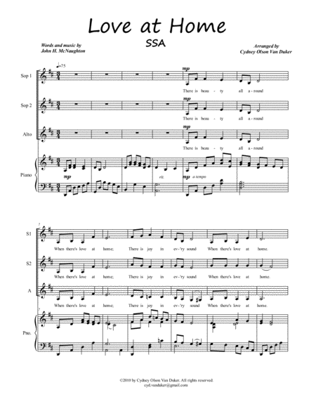 Love At Home Ssa Sheet Music