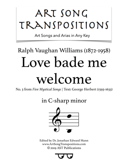 Love Bade Me Welcome C Sharp Minor Sheet Music