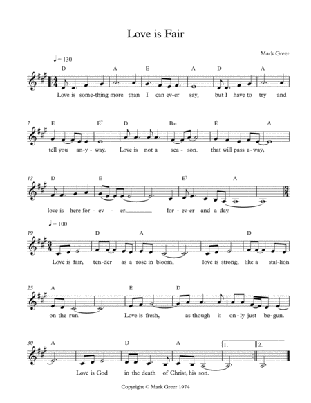 Love Is Fair Sheet Music