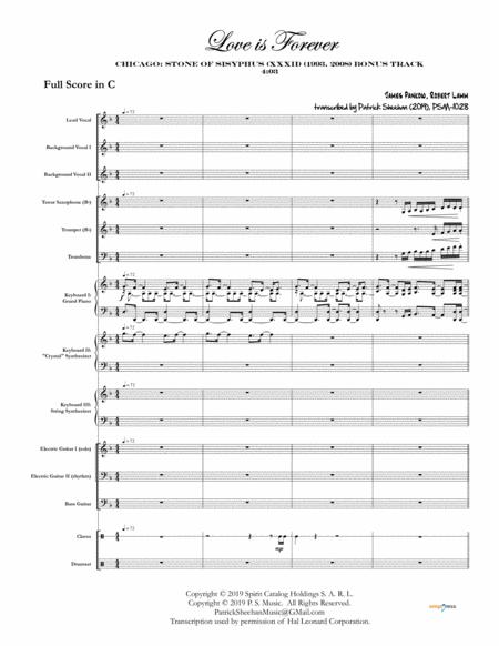 Love Is Forever Chicago Full Score Set Of Parts Sheet Music