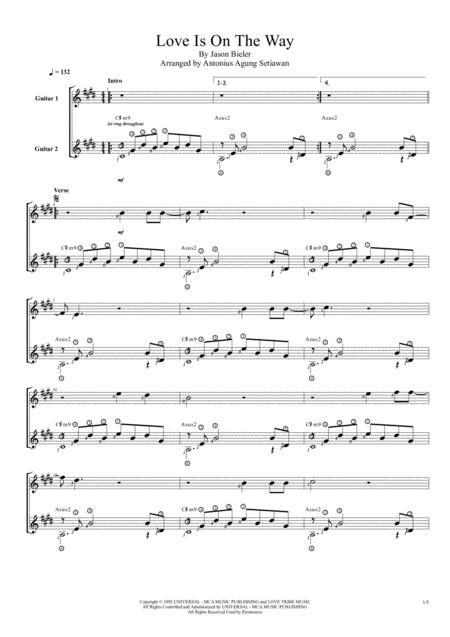 Love Is On The Way Duet Guitar Score Sheet Music