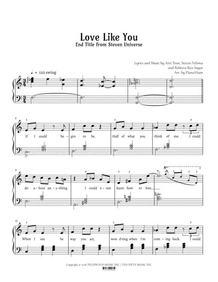 Love Like You Steven Universe End Title Sheet Music