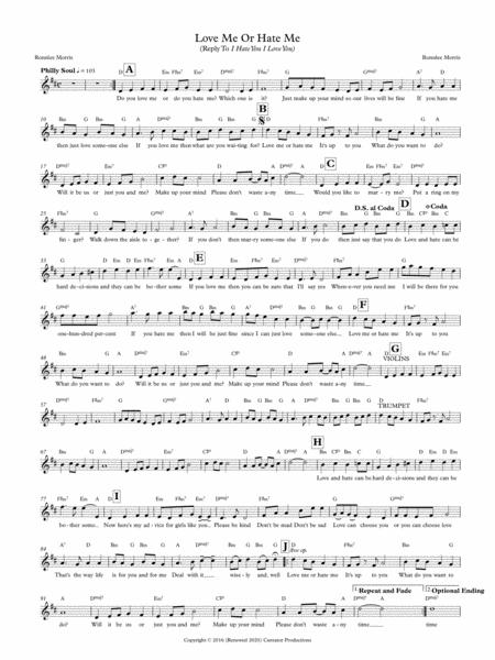 Love Me Or Hate Me Sheet Music